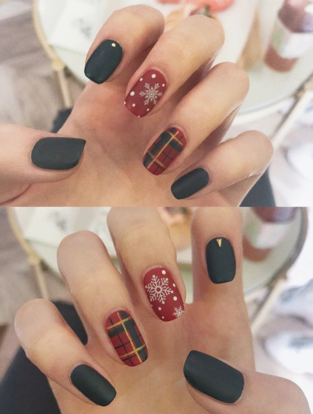 圣诞节麋鹿美甲款式,美甲秋冬款手绘圣诞麋鹿