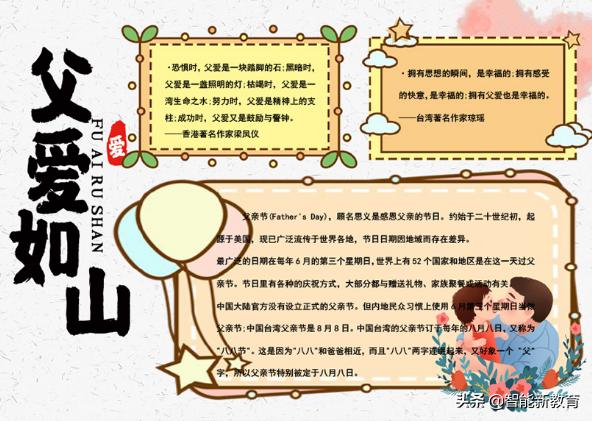 有关父亲节的手抄报简单漂亮图文,关于父亲节的手抄报文字简单