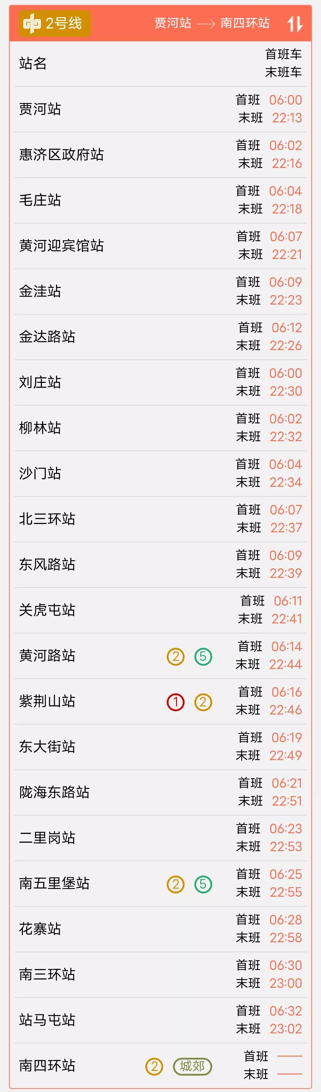 郑州机场至郑州火车站地铁时刻表,郑州地铁2号线城郊线最新时刻表