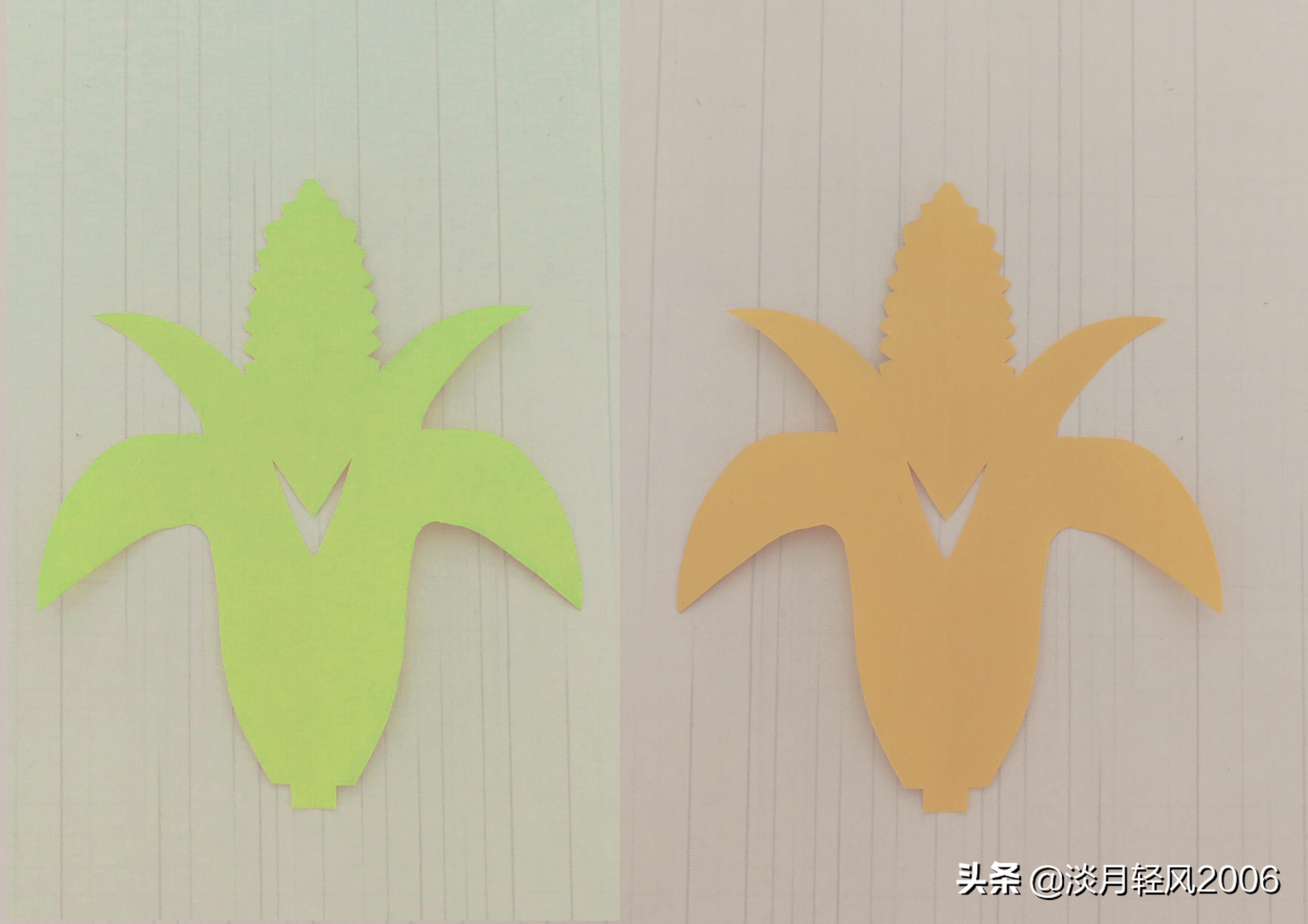玉米叶子剪纸法,3-6岁幼儿最简单剪纸玉米