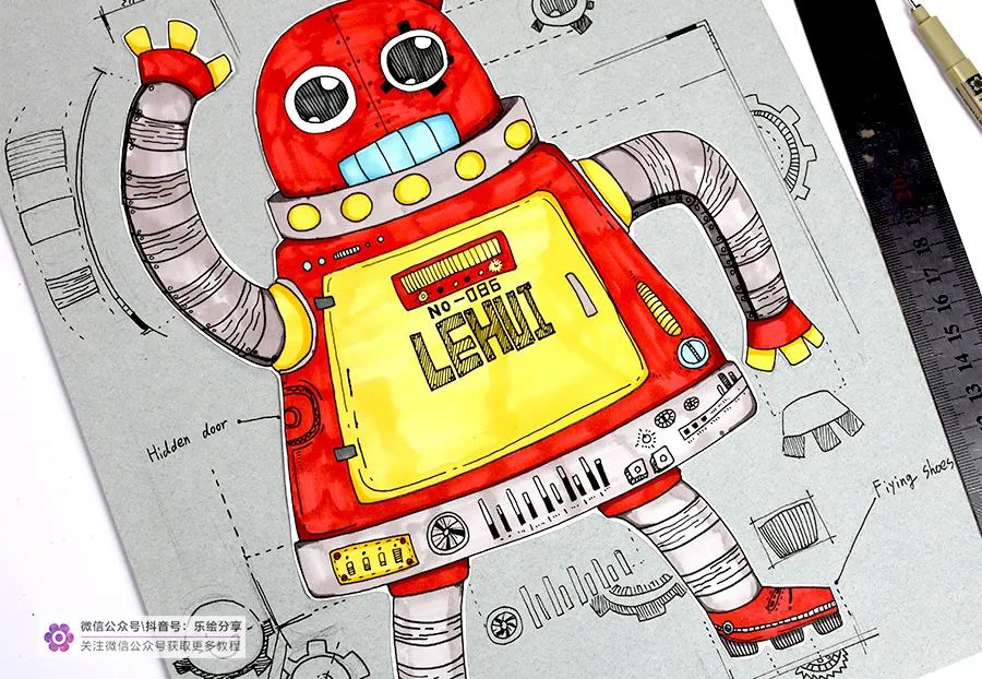 儿童画垃圾分类机器人,做家务机器人创意儿童画