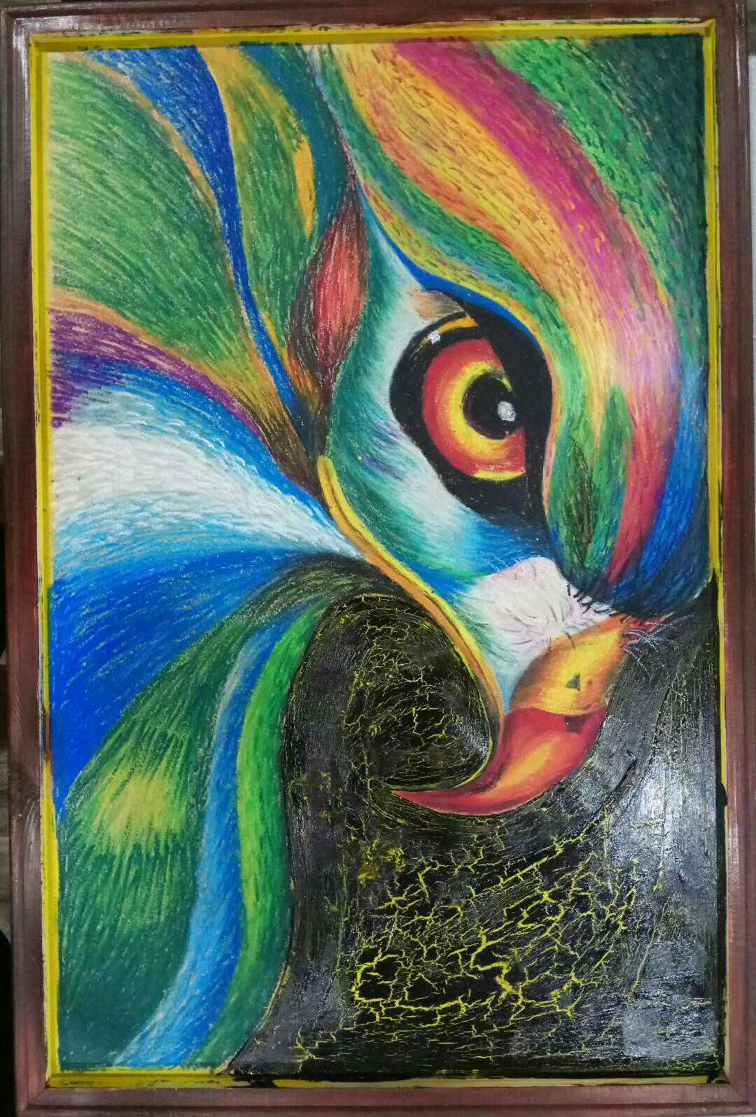 用油画棒画的油画简单,用油画棒画最简单的油画一看就会