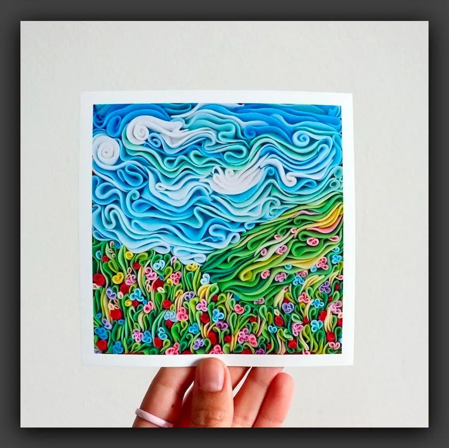 儿童风景画大全轻粘土,用轻粘土和a4纸画风景画