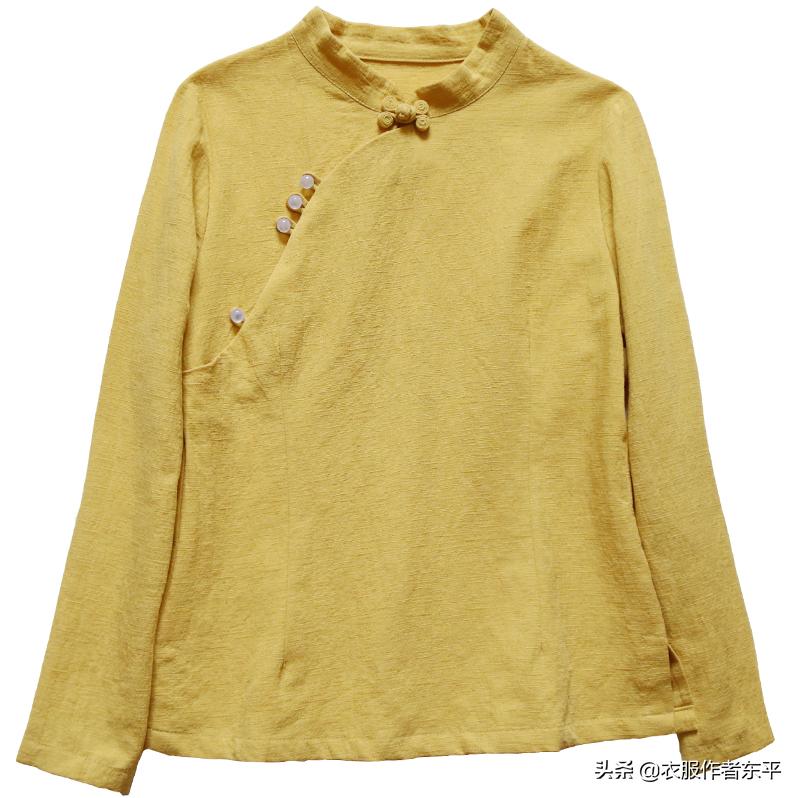 棉麻格子过肩衬衫的裁剪方法,宽松立领棉麻短袖衬衣的裁剪图