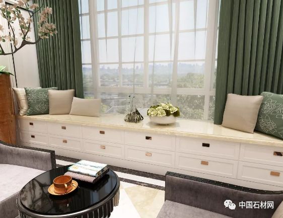 大理石飘窗质感,极简轻奢飘窗大理石