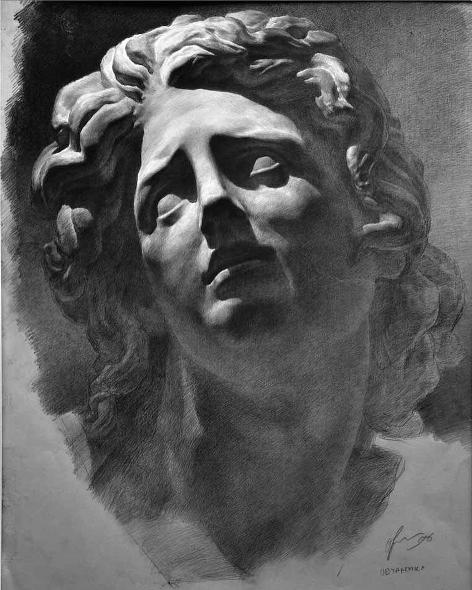 石膏头像大卫素描教程步骤,小卫石膏头像素描教程完整版