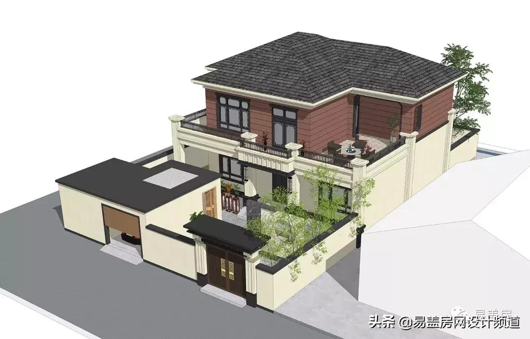 新中式别墅农村车库,武汉农村别墅设计及建造