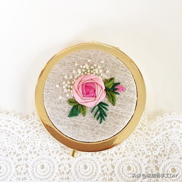 卷线绣的手工刺绣针法教程,喜字刺绣丝带绣