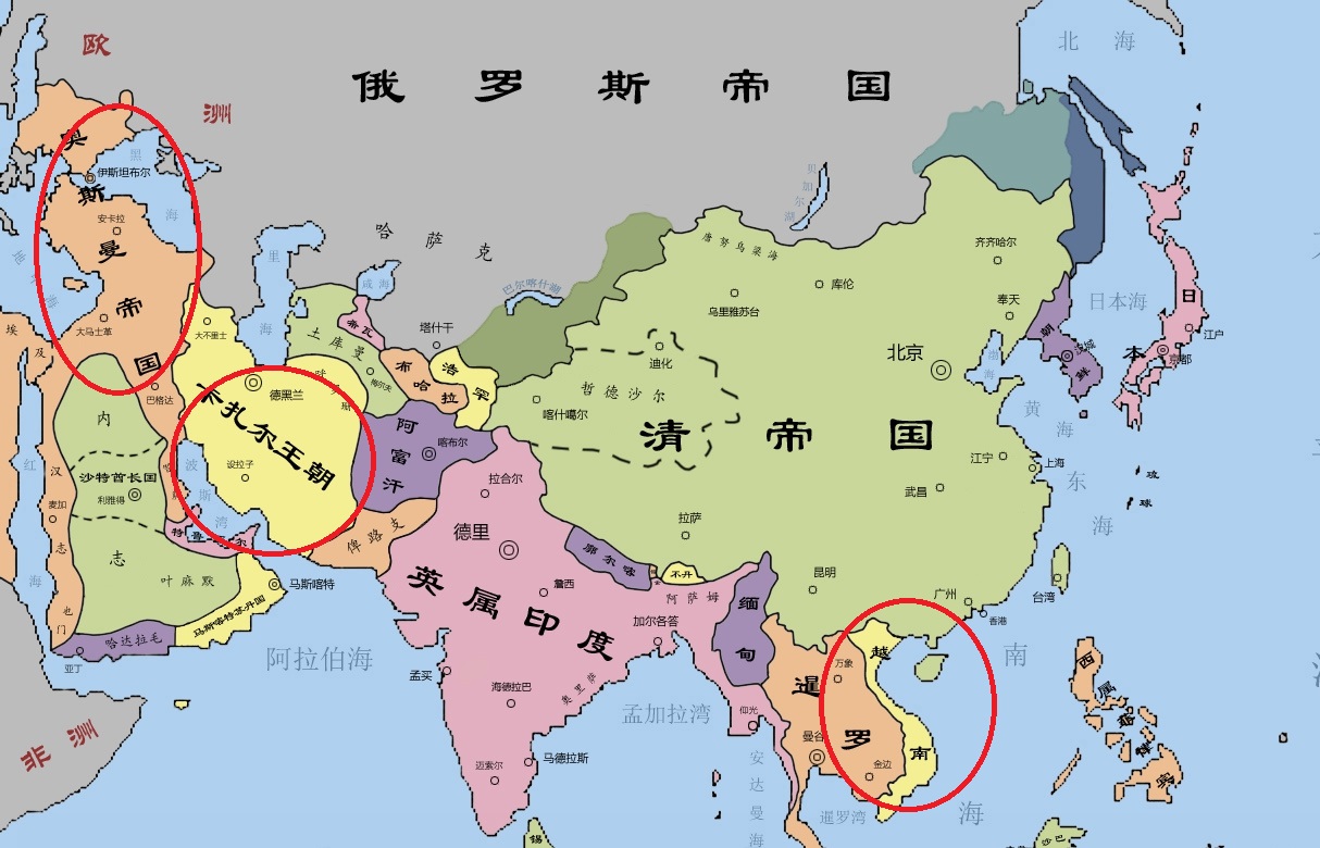 不包括中国，亚洲仍有3个五百年帝国坚持到20世纪，都变成共和国
