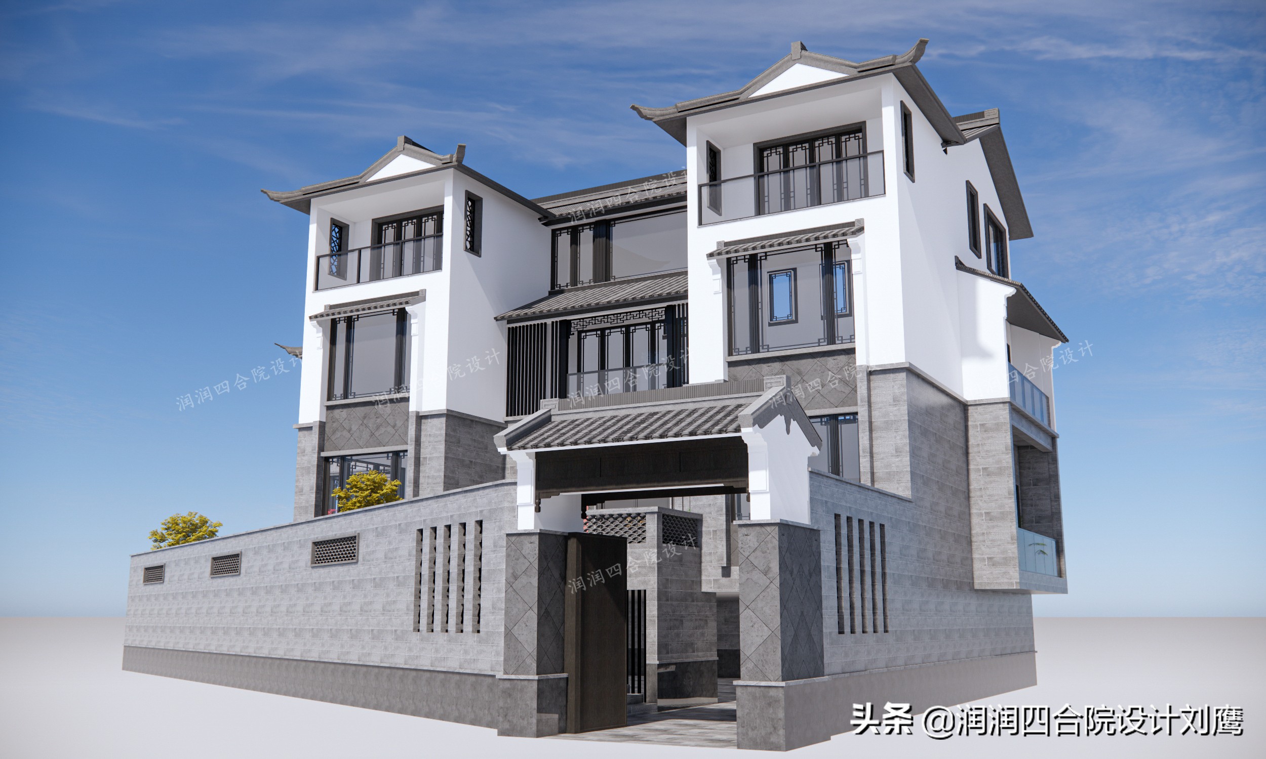 新中式四合院别墅设计图片欣赏,新中式四合院别墅设计案例图纸