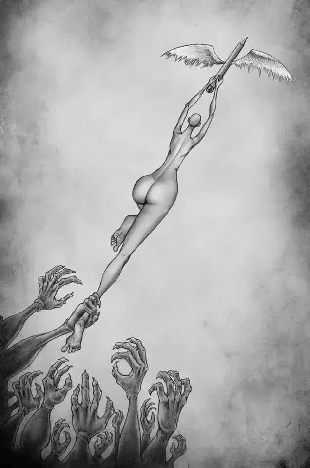 暗黑风格绘画人物素描,暗黑系插画100幅