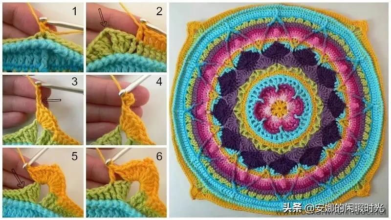曼陀罗毯子编织教程,苏菲花园曼陀罗毯子钩法高清图解