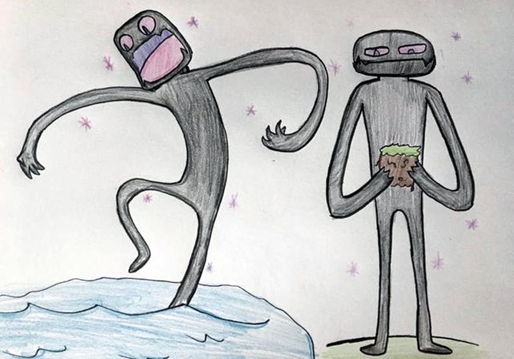 13张出自小学生之手，惊为天人的mc像素画！连数学书都不放过