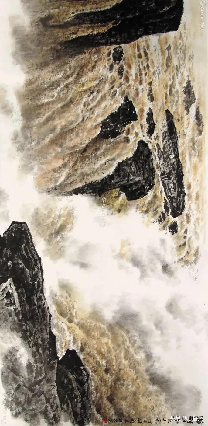 山水风景画黄河,山水画黄河惊涛骇浪