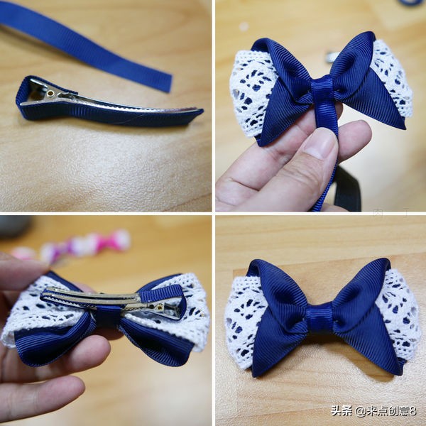 头花发饰成人蝴蝶结蕾丝,蕾丝蝴蝶结发饰小发夹