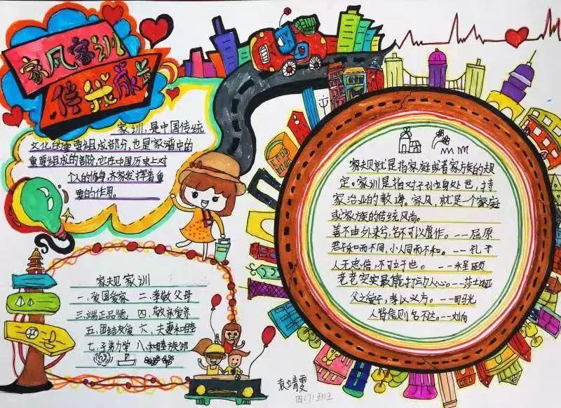 家风家训伴我成长手抄报简单漂亮,家风家训手抄报空白电子模板免费