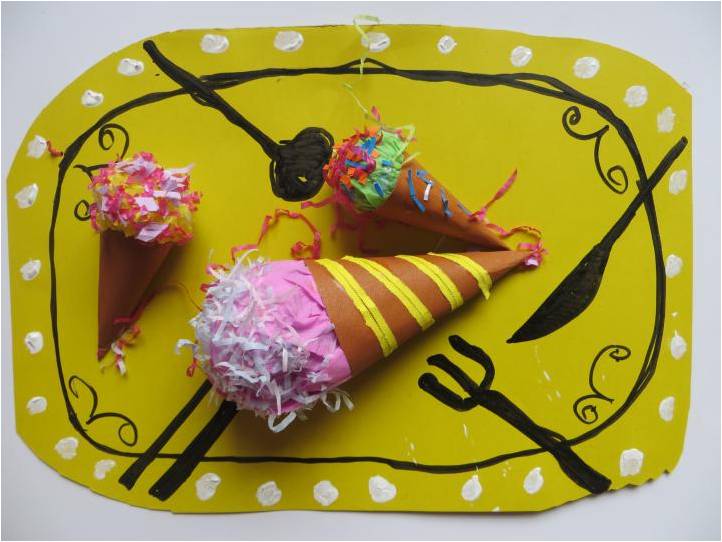 3-4岁创意美术冰淇淋,儿童美术创意画教案冰淇淋