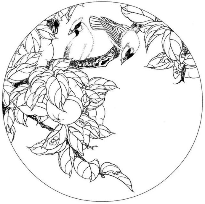 圆面白描作品古风,书法圆面白描作品集
