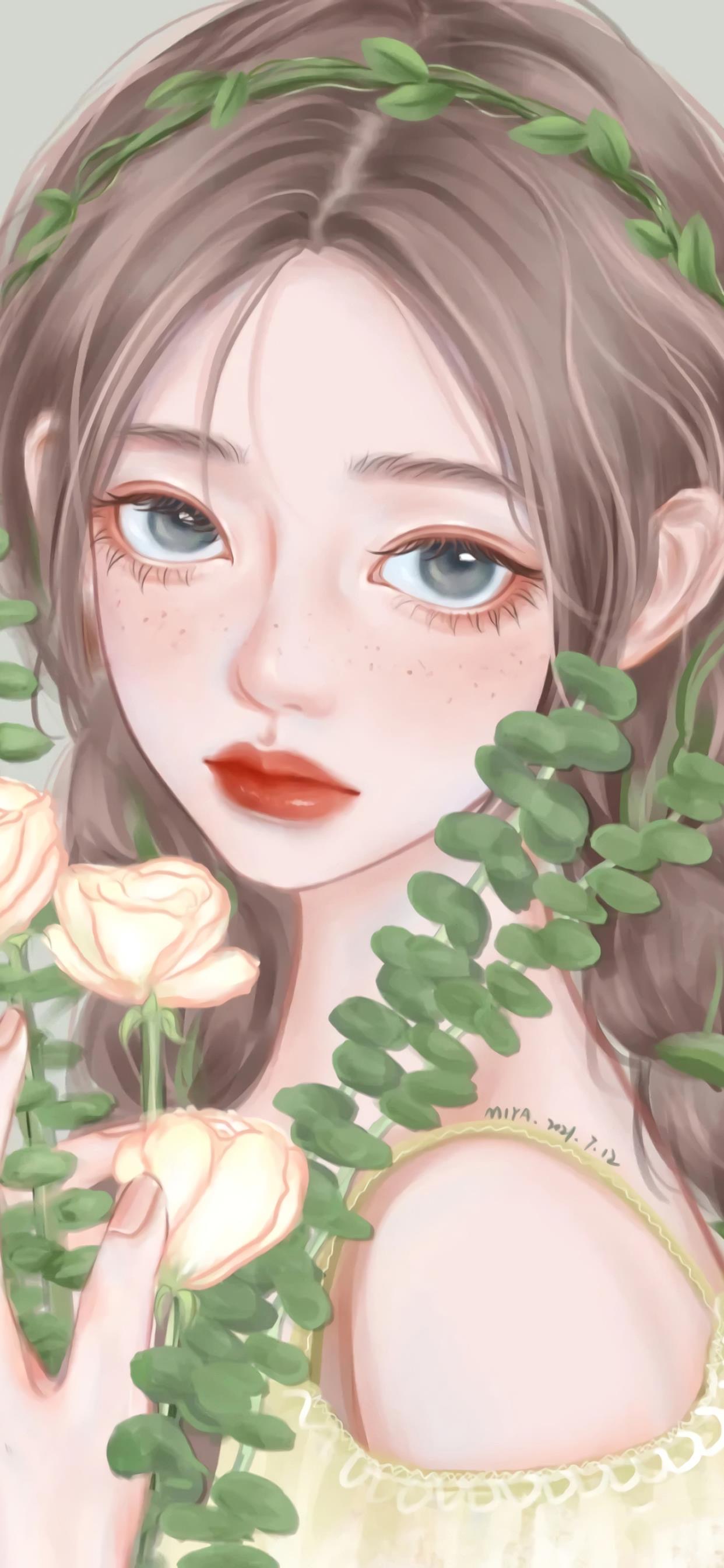 好看的女生壁纸插画图,插画小清新女生壁纸