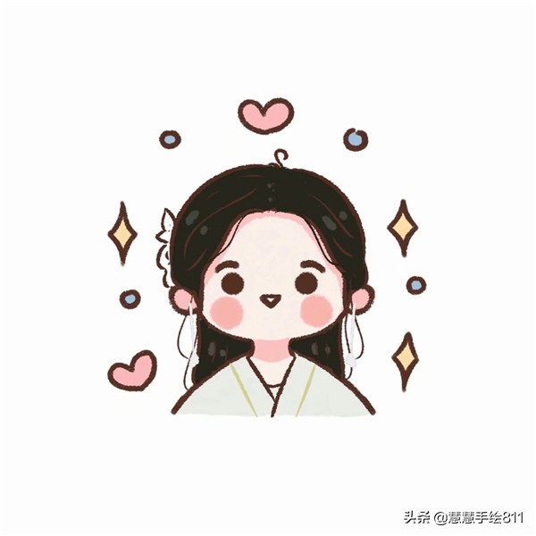 蜡笔娃娃手绘头像可爱,卡通女生头像小清新可爱简单手绘
