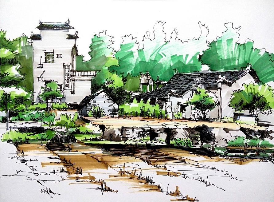 美丽的家乡绘画马克笔,关于春天的绘画马克笔