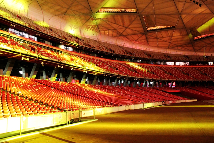 国家奥体中心灯光秀,鸟巢朝阳灯光节