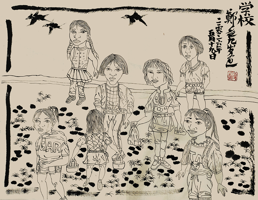 郑鑫绘画成长记录：线描篇（五）校园同学系列——创作