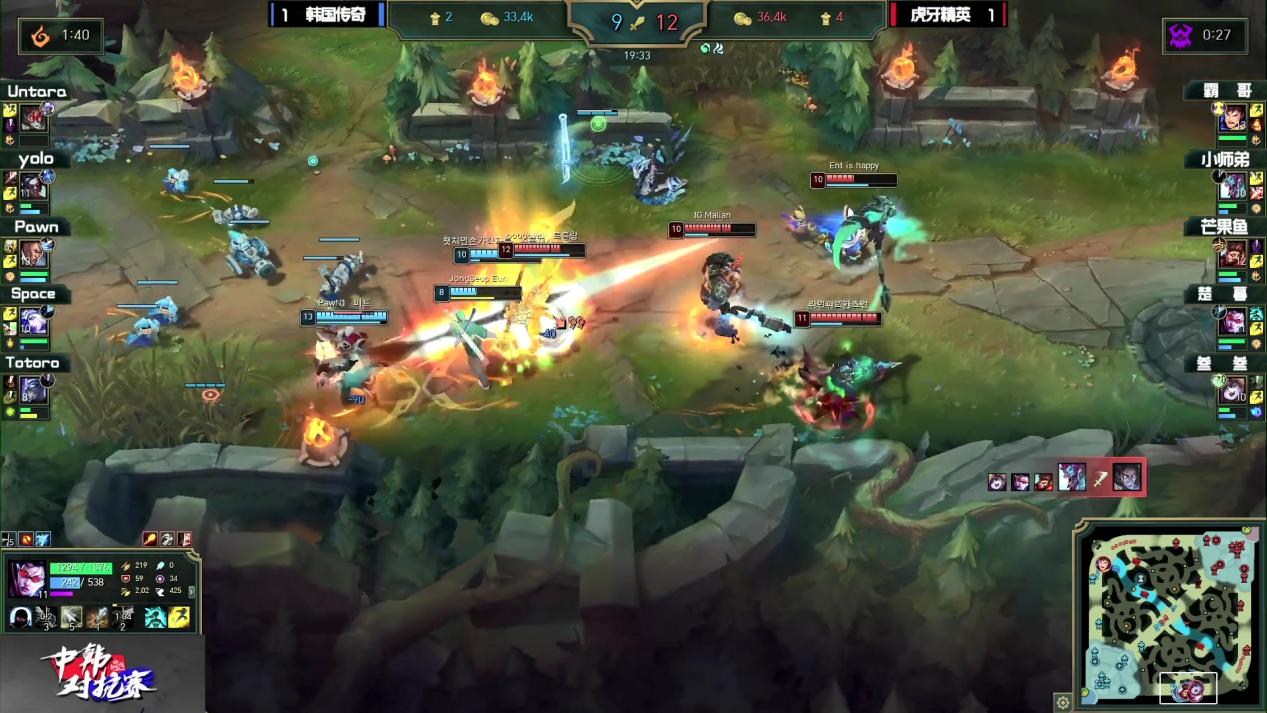 中韩对抗赛霸哥被压400刀,中韩对抗赛绝活哥solo霸哥