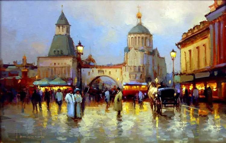 油画风景画氛围感,欧洲城市风景油画