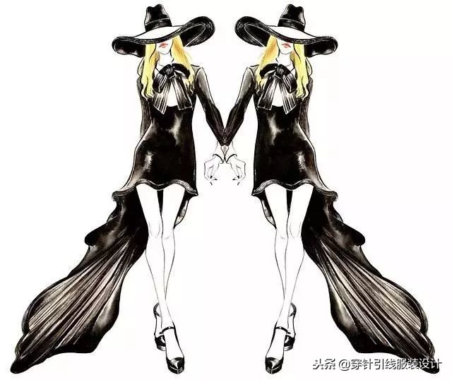 超好看的衣服手绘,服装琴瑟主题手绘效果图