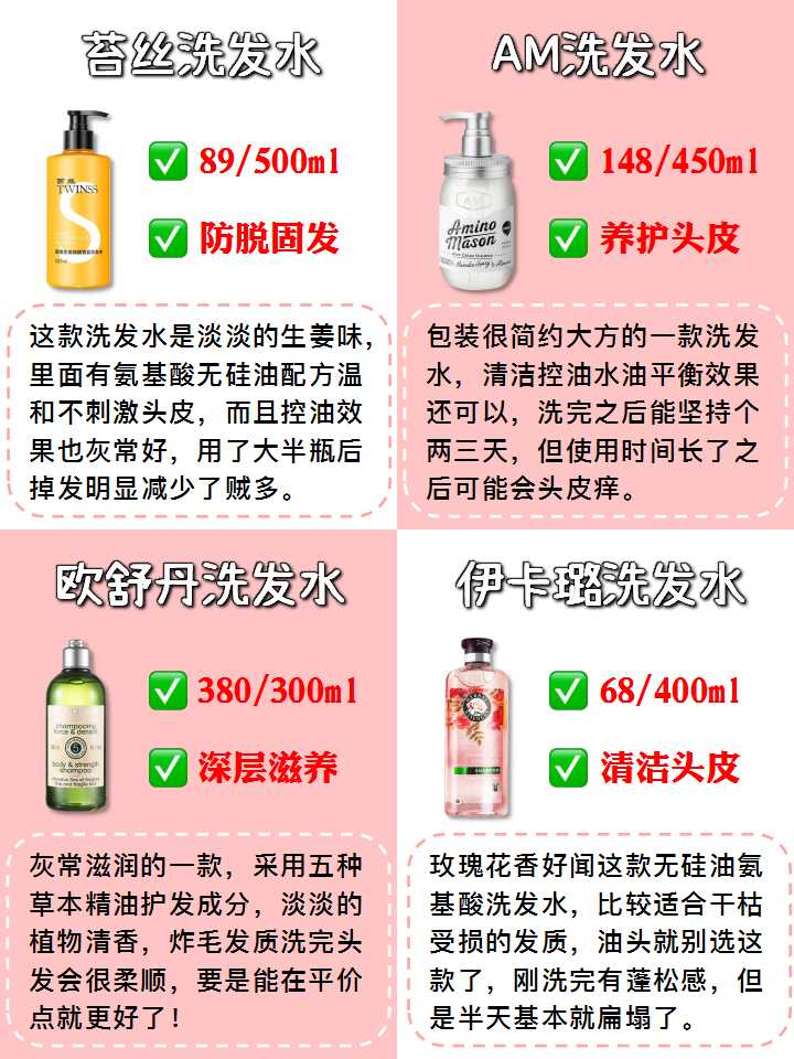 去头屑控油防脱洗发水测评,控油蓬松防脱固发洗发水推荐