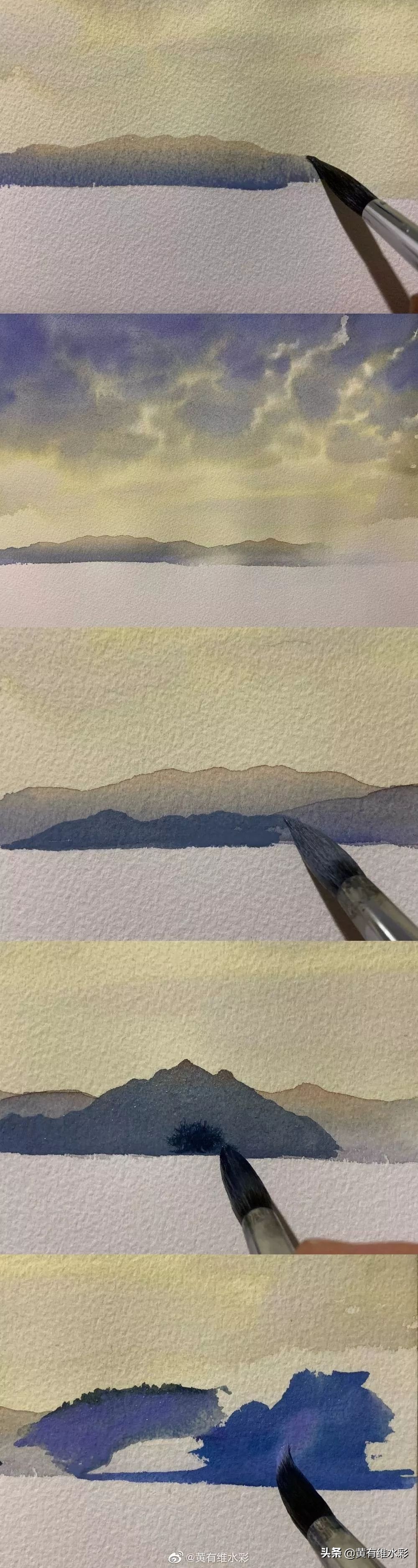 水彩画初学者超级简单的风景画,风景水彩画简单又好看教程