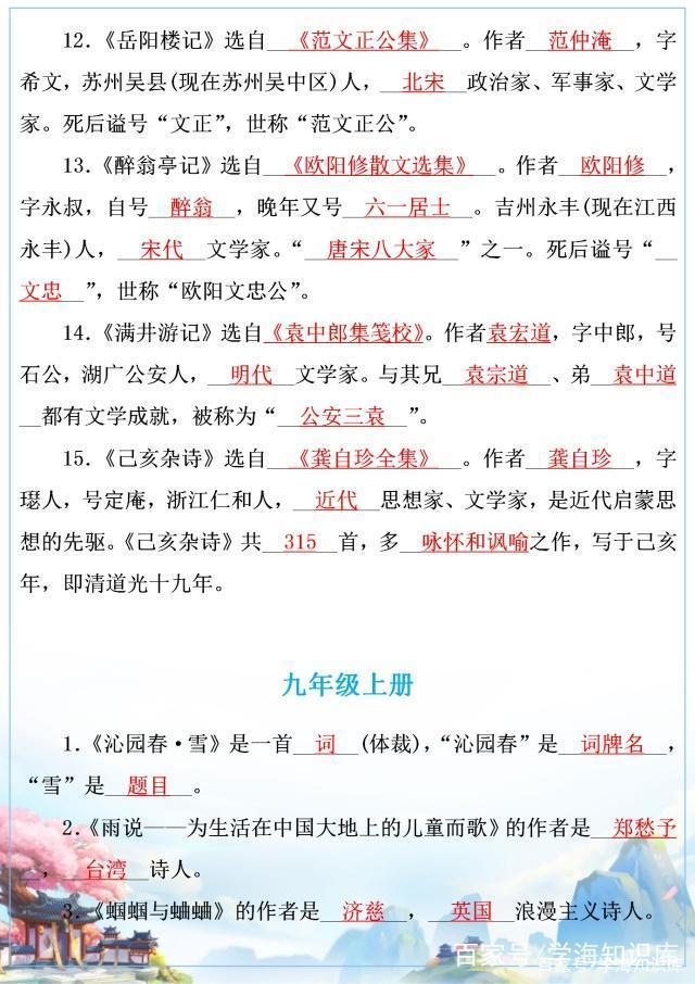 初中三年语文所有文学常识,初中生语文文学常识积累