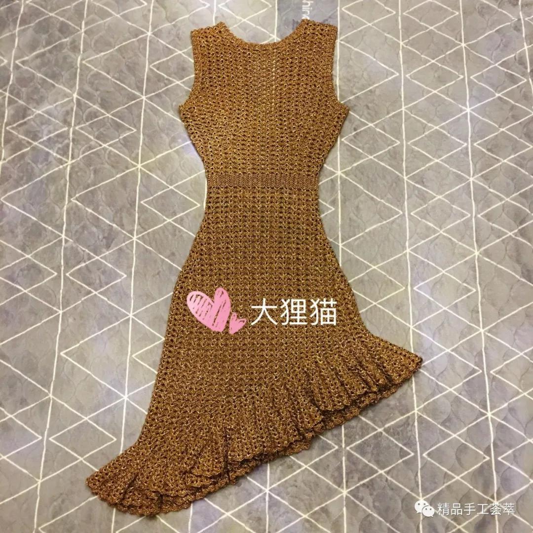 凤尾花半身长裙子的钩针教程,鱼尾裙的钩法教程