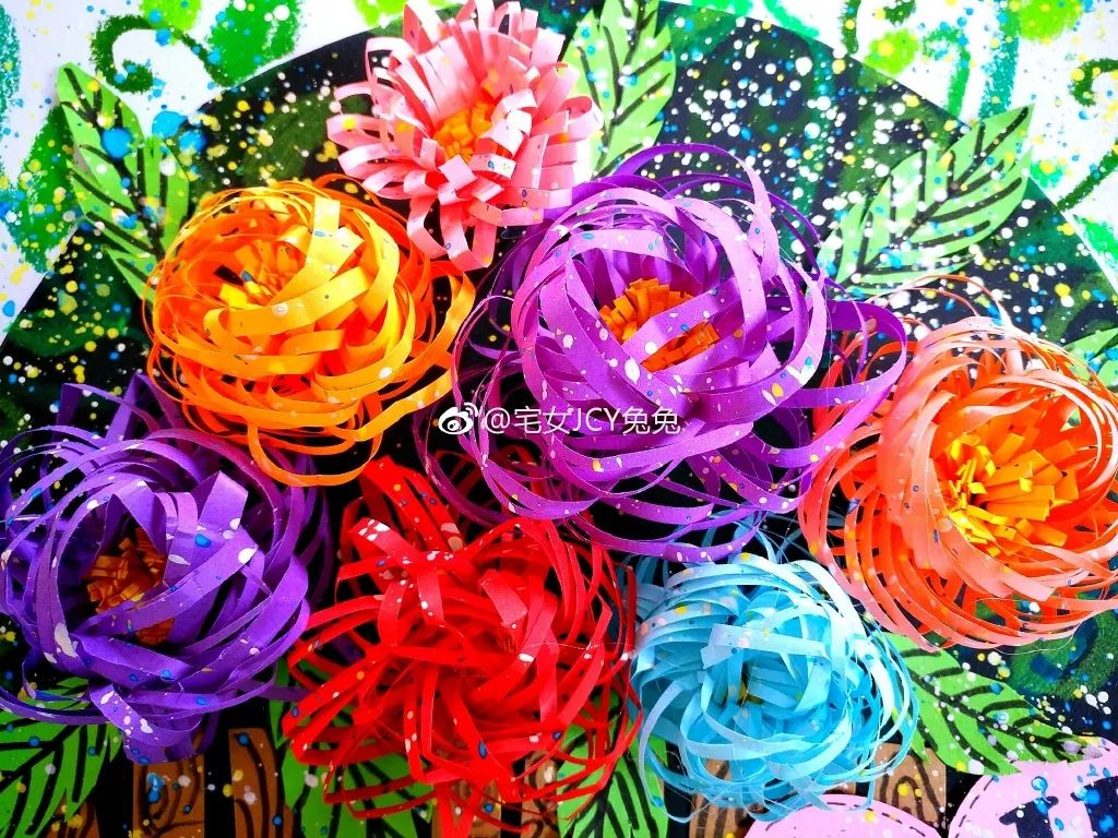 儿童绘画花束创意画,感恩节手工作品花束模版片头片尾