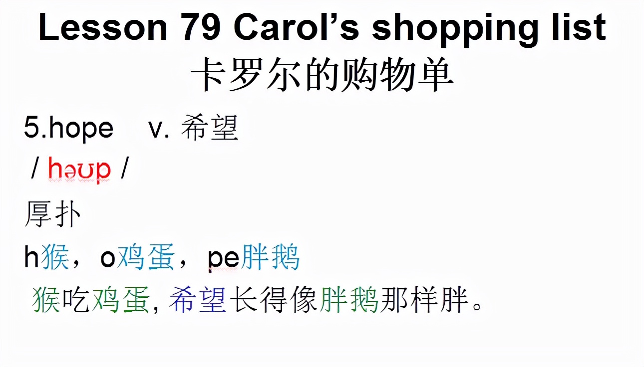 新概念英语第一册，音标课件自学整顿Lesson79Carol’sshopping