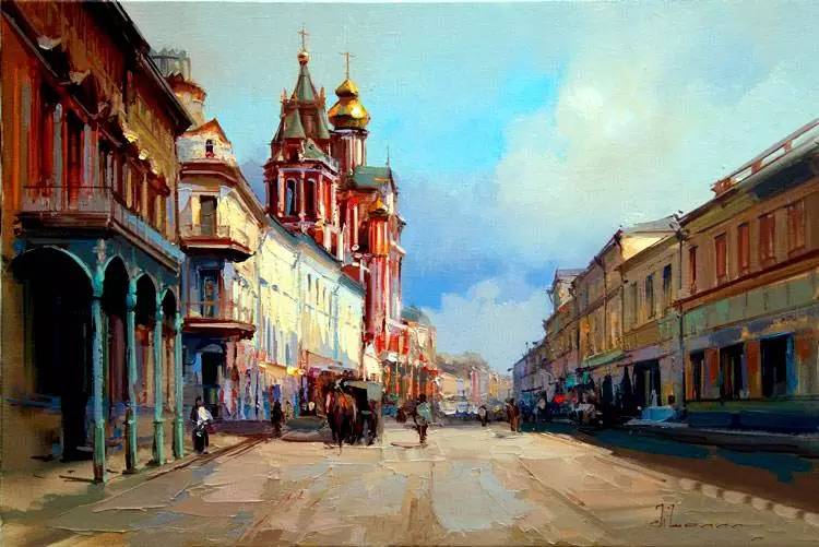 油画风景画氛围感,欧洲城市风景油画