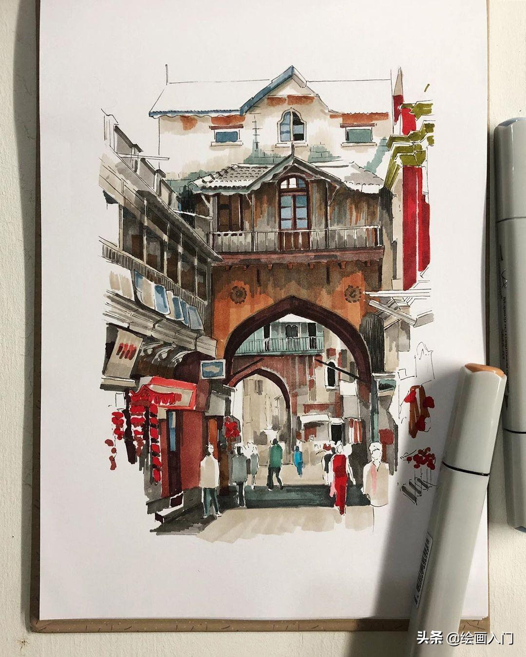 速写马克笔上色好还是水彩上色好,touchmark马克笔速写