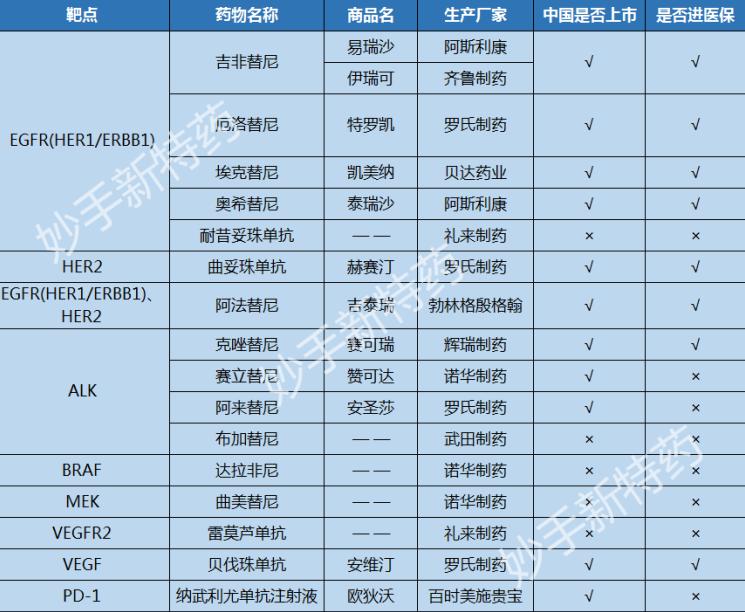 2024年肺癌靶向药医保价格,国外上市国内未上市肺癌靶向药