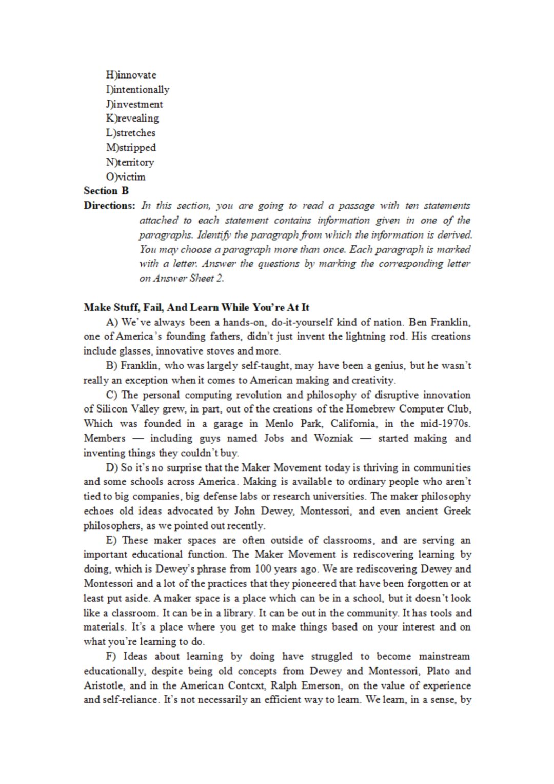 2019年6月卷三英语四级真题,2019年6月英语四级真题及答案汇总
