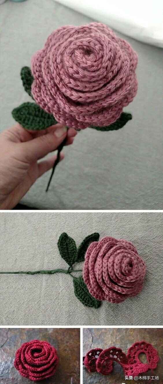 七种玫瑰花的钩编步骤,浪漫永不凋零的玫瑰花折纸
