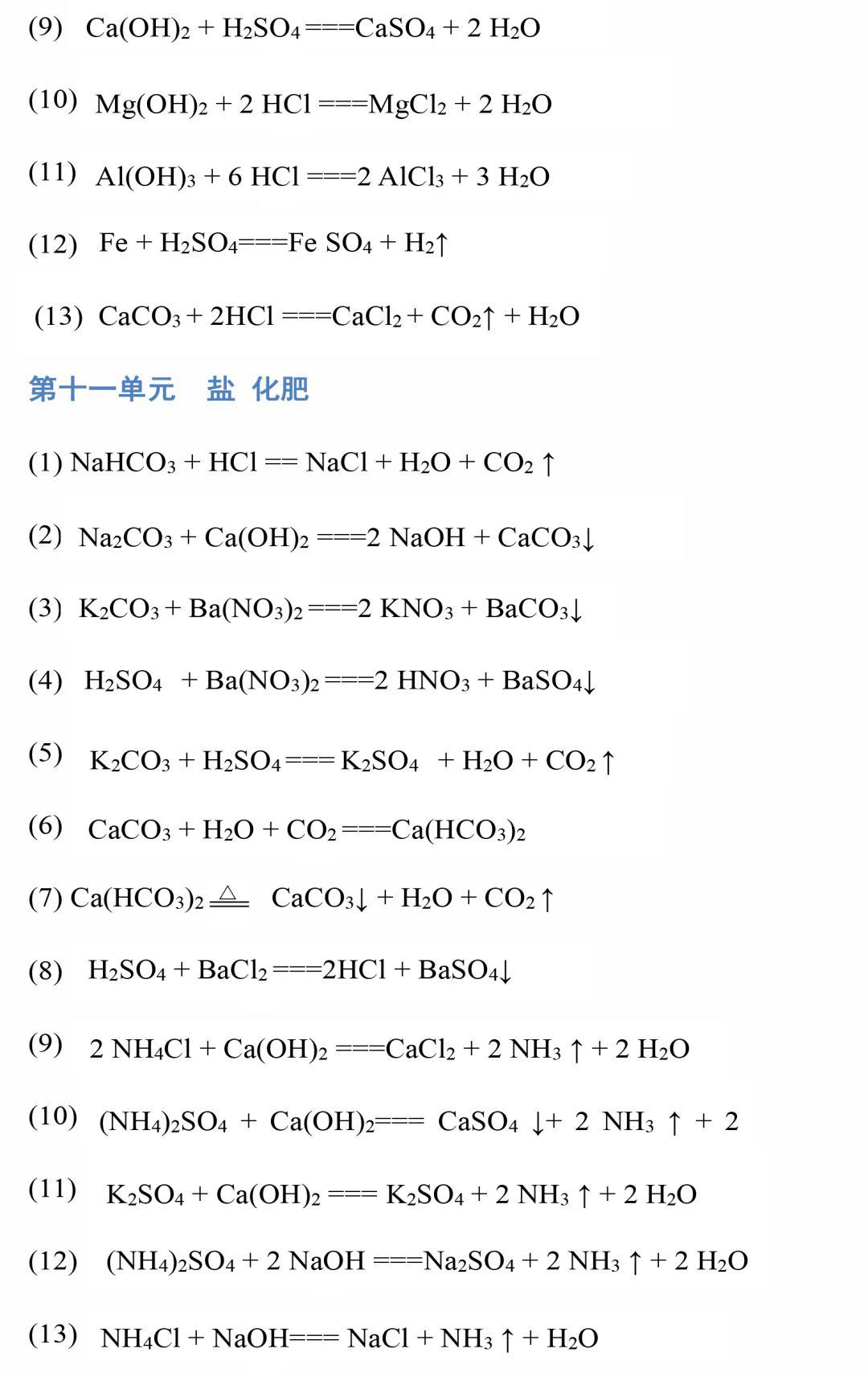 九年级化学上下册化学方程式汇总,九年级化学常见化学方程式整顿