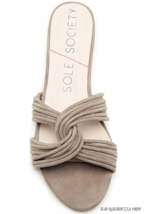 斜条纹小蝴蝶结拖鞋的织法,蝴蝶结草编拖鞋