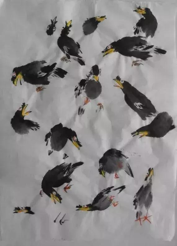 写意花鸟配景石的画法,干货写意花鸟类的画法