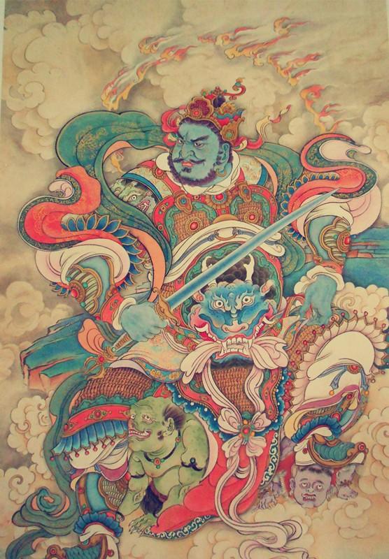 李云中四大天王白描高清图片,佛教四大天王工笔重彩