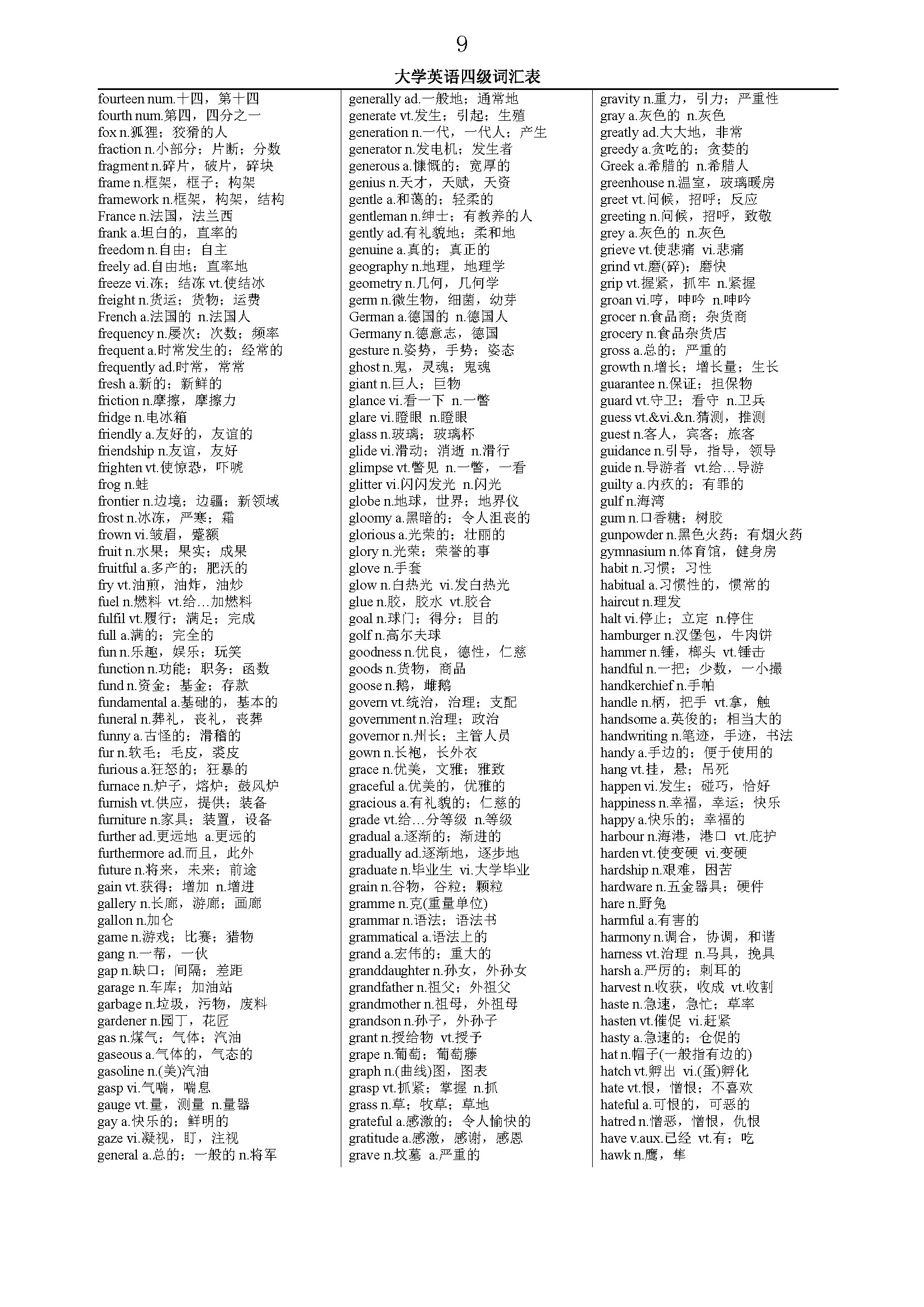 大学英语四级词汇最全版,2023大学四级英语词库在哪