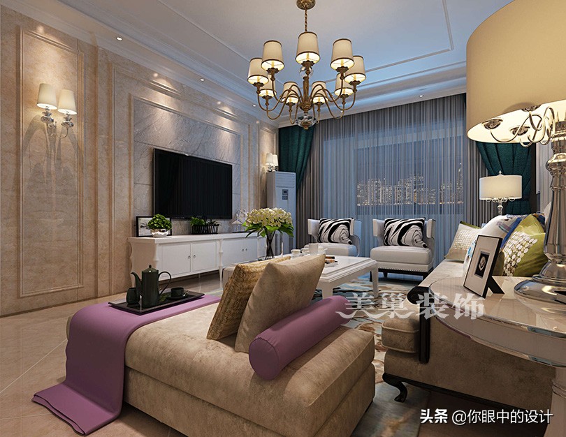 民安北郡装修风格,美式轻奢南北通透户型装修效果图