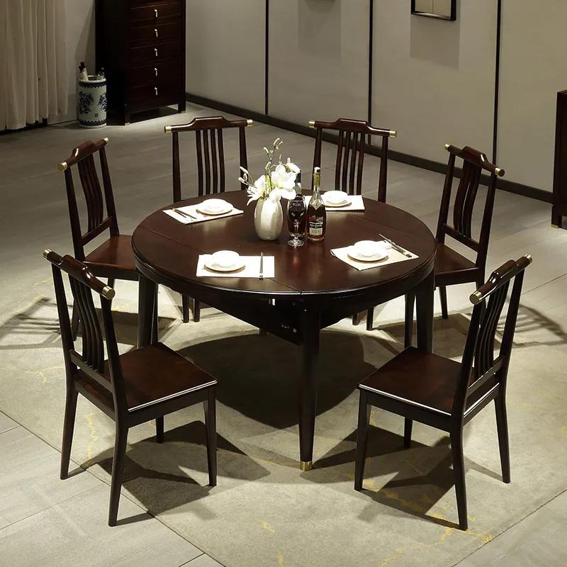 实木新中式圆桌餐桌,餐桌圆桌新中式风格