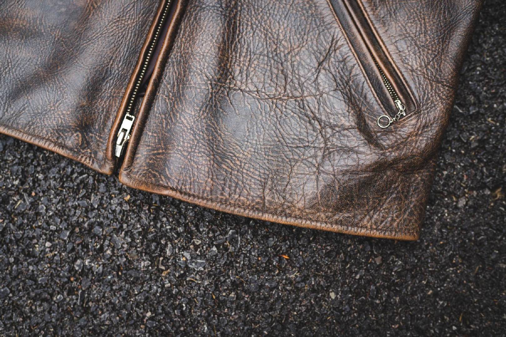 男小牛皮翻毛皮复古做旧皮衣,牛皮复古做旧皮衣男中长款