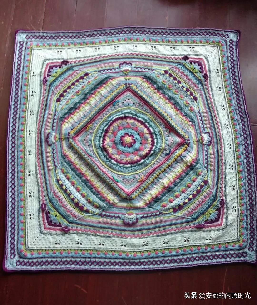 曼陀罗毯子编织教程,苏菲花园曼陀罗毯子钩法高清图解